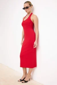 TRENDYOLMİLLA Rejection bodycone/Fitting Midi Tok 100% Cotton Knitting Dress - Image 2