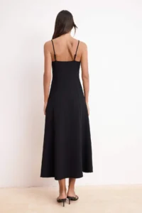 TRENDYOLMİLLA Black A-Kesim/Life Form Heart Yaka Sleeveless Maxi Scuba Crepe Knitting Dress - Image 4