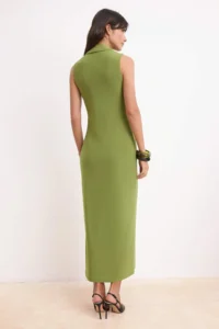TRENDYOLMİLLA Green bodycon Shirt Collar Sleeveless Flexible Knitting Dress - Image 4