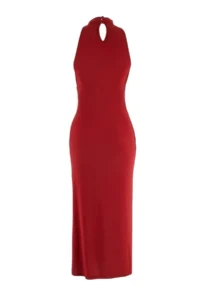 TRENDYOLMİLLA Brick Rejection bodycon Barbell Collar Sleeveless Accessory Detailed Midi Flexible Knitting Dress - Image 2