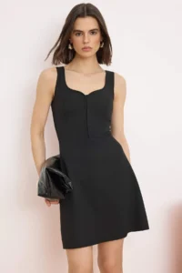 TRENDYOLMİLLA Black A Cut Midi Flexible Weaving Dress