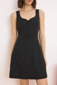 TRENDYOLMİLLA Black A Cut Midi Flexible Weaving Dress - Image 3