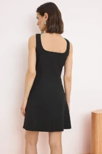 TRENDYOLMİLLA Black A Cut Midi Flexible Weaving Dress - Image 4