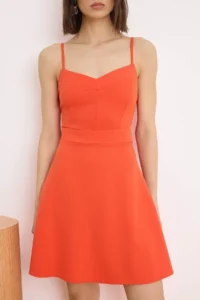 TRENDYOLMİLLA Pomegranate Plain Skirt Opened at Waist Thin Sleeveless Mini Flexible Weaving Dress - Image 3