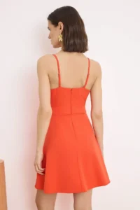 TRENDYOLMİLLA Pomegranate Plain Skirt Opened at Waist Thin Sleeveless Mini Flexible Weaving Dress - Image 4