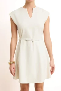 TRENDYOLMiLLA Ecru Arched Skirt Opened at Waist Mini Weaving Dress - Image 3