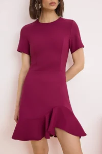 TRENDYOLMİLLA Plum Skirt with flywheel Short / Mini Flexible Weaving Dress - Image 3