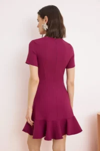 TRENDYOLMİLLA Plum Skirt with flywheel Short / Mini Flexible Weaving Dress - Image 4