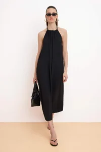 TRENDYOLMİLLA Black Rahat Kesim Maxi Weaving Dress