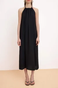 TRENDYOLMİLLA Black Rahat Kesim Maxi Weaving Dress - Image 3