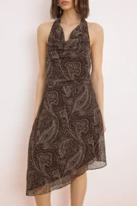TRENDYOLMİLLA Multicolored Shawl Patterned Off-Shoulder Neck Midi Weaving Dress - Image 3