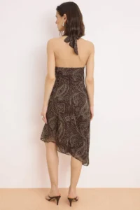 TRENDYOLMİLLA Multicolored Shawl Patterned Off-Shoulder Neck Midi Weaving Dress - Image 4