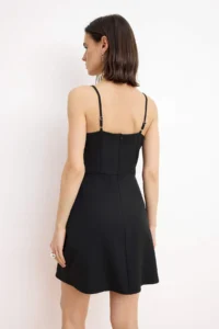 TRENDYOLMİLLA Black Chain Detailed Sleeveless Short / Mini Flexible Weaving Dress - Image 4