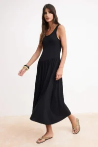 TRENDYOLMİLLA Black Waist Open Cowl Neck Thin Sleeveless Sleeveless Maxi Soft Knitting Dress - Image 2