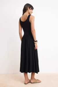 TRENDYOLMİLLA Black Waist Open Cowl Neck Thin Sleeveless Sleeveless Maxi Soft Knitting Dress - Image 4