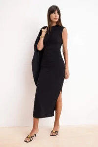 TRENDYOLMİLLA Black bodycon Dog collar Sleeveless Flexible Knitting Dress