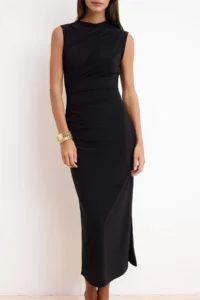 TRENDYOLMİLLA Black bodycon Dog collar Sleeveless Flexible Knitting Dress - Image 3
