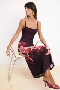 TRENDYOLMİLLA Multicolored Floral Fish Sleeveless Strapless Thin Sleeveless Sleeveless Tulle Knitting Dress - Image 2