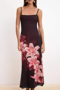 TRENDYOLMİLLA Multicolored Floral Fish Sleeveless Strapless Thin Sleeveless Sleeveless Tulle Knitting Dress - Image 3
