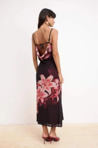 TRENDYOLMİLLA Multicolored Floral Fish Sleeveless Strapless Thin Sleeveless Sleeveless Tulle Knitting Dress - Image 4