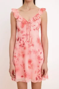 TRENDYOLMİLLA Pink Floral A-Kesim/Life Form Heart Yaka Thin Sleeveless Sleeveless Tulle Knitting Dress - Image 3