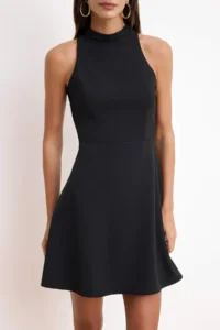 TRENDYOLMİLLA Wardrope Essentials Black Off-Shoulder Neck Short / Mini Flexible Weaving Dress - Image 3