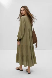 TRENDYOLMİLLA Khaki Rahat Kesim Maxi Weaving Dress - Image 3