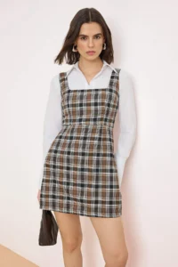 TRENDYOLMİLLA Multicolored Shirt Plaid / Checkered Short / Mini Weaving Dress - Image 2