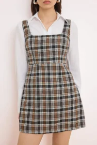 TRENDYOLMİLLA Multicolored Shirt Plaid / Checkered Short / Mini Weaving Dress - Image 3