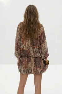 TRENDYOLMİLLA Multicolored Ethnic Patterned Balloon Etekli Weaving Dress - Image 3