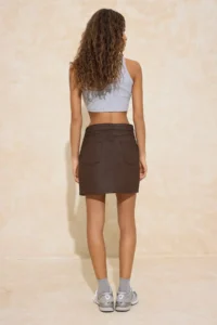 TRENDYOLMiLLA Brown Coated Material Mini denim Skirt - Image 4