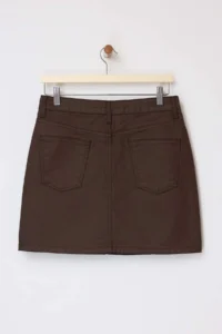TRENDYOLMiLLA Brown Coated Material Mini denim Skirt - Image 6