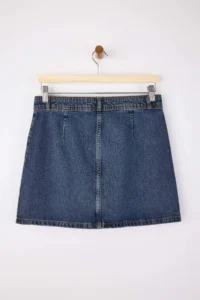 TRENDYOLMiLLA Mavi Button Detailed Mini 100% Cotton Denim Skirt - Image 6