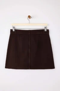 TRENDYOLMiLLA Brown Button Detailed Mini 100% Cotton Denim Skirt - Image 6