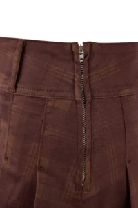 TRENDYOLMiLLA Teen Brown Plaid Patterned pleated Less Flexible Mini denim Skirt - Image 6