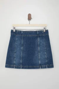 TRENDYOLMiLLA Limited Edition Blue Button Detailed Less Flexible Mini Denim Skirt - Image 8