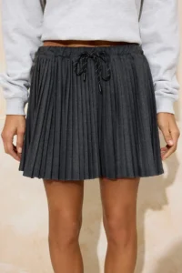 TRENDYOLMiLLA Anthracite pleated polyviscone Weaving Mini Skirt - Image 3