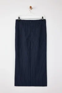 TRENDYOLMiLLA Navy Blue Striped Weaving slit LONG Pencil Skirt - Image 7