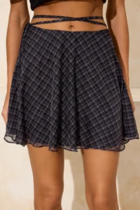 TRENDYOLMiLLA Multicolored Checkered Siphon Lined Mini flared Skirt - Image 3