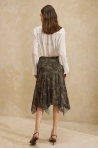 TRENDYOLMİLLA Multicolored Floral A-Kesim/Life Form with flywheel/Frilly Regular Waist Midi Tulle Knitting Skirt - Image 3