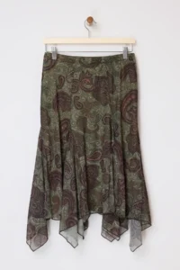 TRENDYOLMİLLA Multicolored Floral A-Kesim/Life Form with flywheel/Frilly Regular Waist Midi Tulle Knitting Skirt - Image 4