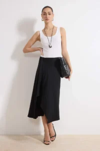 TRENDYOLMİLLA Black skater Regular Waist interlock Knitting Skirt - Image 2