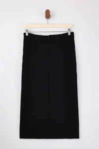 TRENDYOLMİLLA Black Pen Accessory Detailed Regular Waist Midi Scuba Crepe Knitting Skirt - Image 7