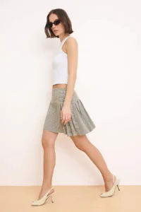 TRENDYOLMiLLA Checkered Battery Detailed Weaving Mini Skirt - Image 2