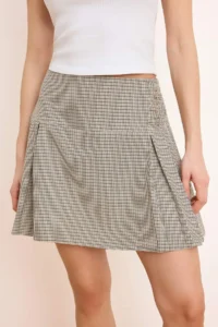 TRENDYOLMiLLA Checkered Battery Detailed Weaving Mini Skirt - Image 3