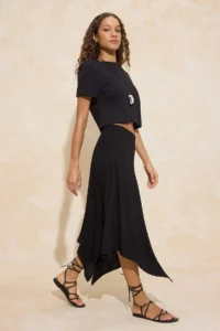 TRENDYOLMiLLA Black 100% Viscose Asymmetric Midi Skirt - Image 3