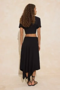TRENDYOLMiLLA Black 100% Viscose Asymmetric Midi Skirt - Image 4