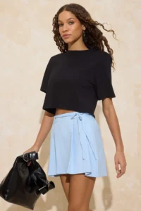 TRENDYOLMiLLA Light Blue Inside OF shorts Mini Weaving Shorts Skirt - Image 2