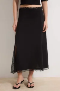 TRENDYOLMİLLA Black skater Lace Detailed Regular Waist interlock Knitting Skirt - Image 3