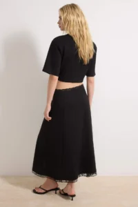 TRENDYOLMİLLA Black skater Lace Detailed Regular Waist interlock Knitting Skirt - Image 4